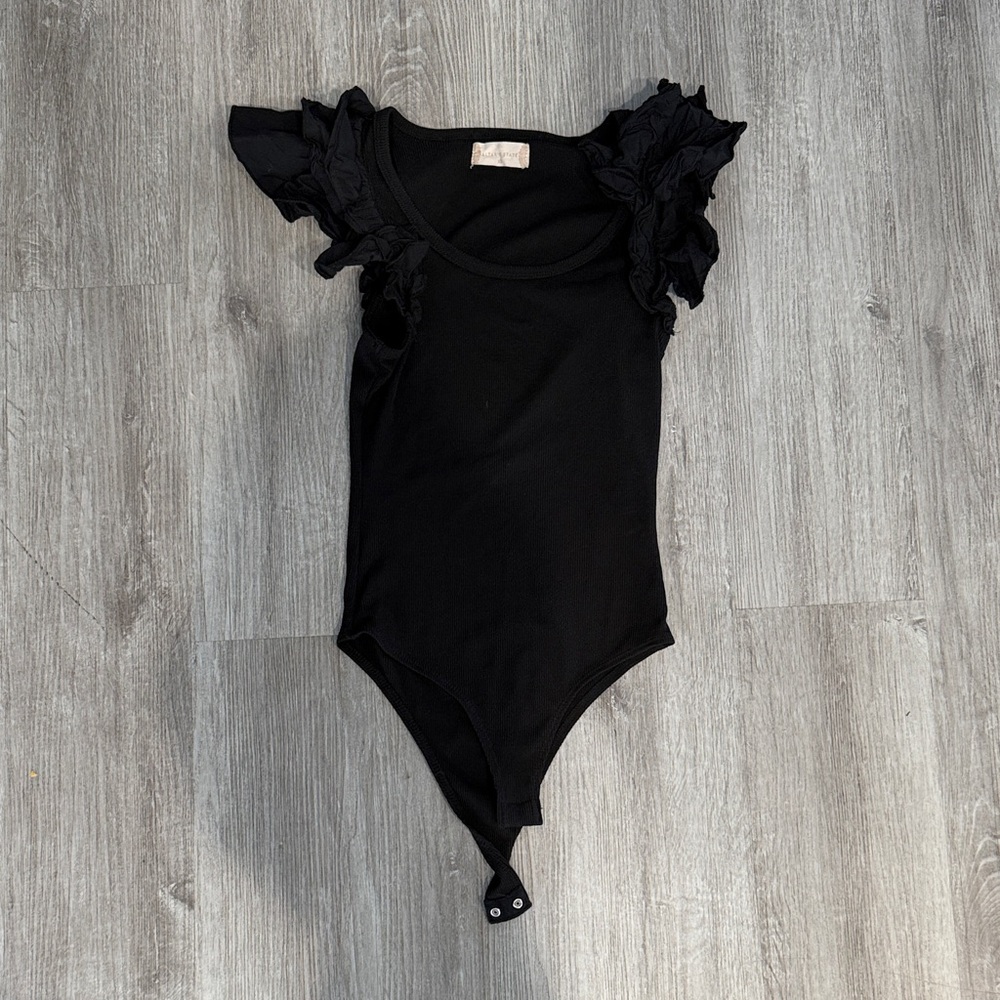 Altar'd State Black Ruffled Kids Bodysuit